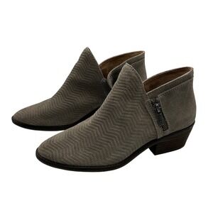 Lucky Brand Women's Suede Leather Gray‎ Ankle Booties Chevron Pattern Size 7.5M